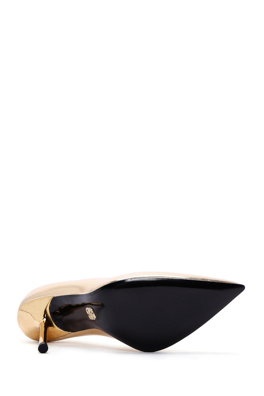 Women's Gold Heeled Patent Leather Stiletto