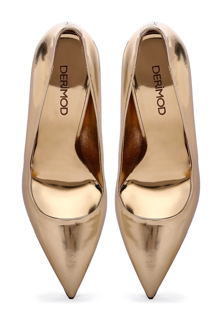 Women's Gold Heeled Patent Leather Stiletto