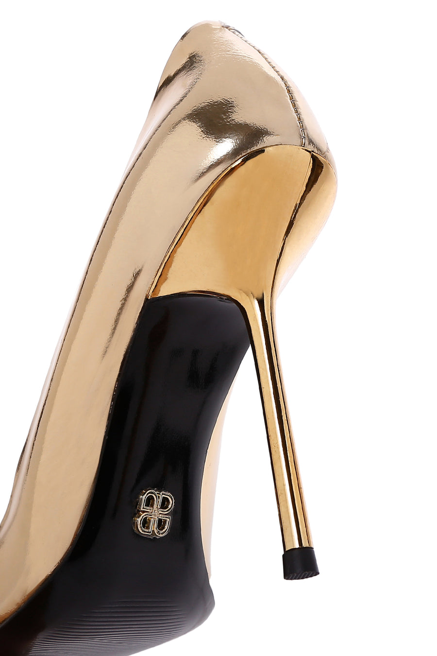 Women's Gold Heeled Patent Leather Stiletto
