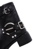 Women's Black Leather Buckle Boots | Derimod