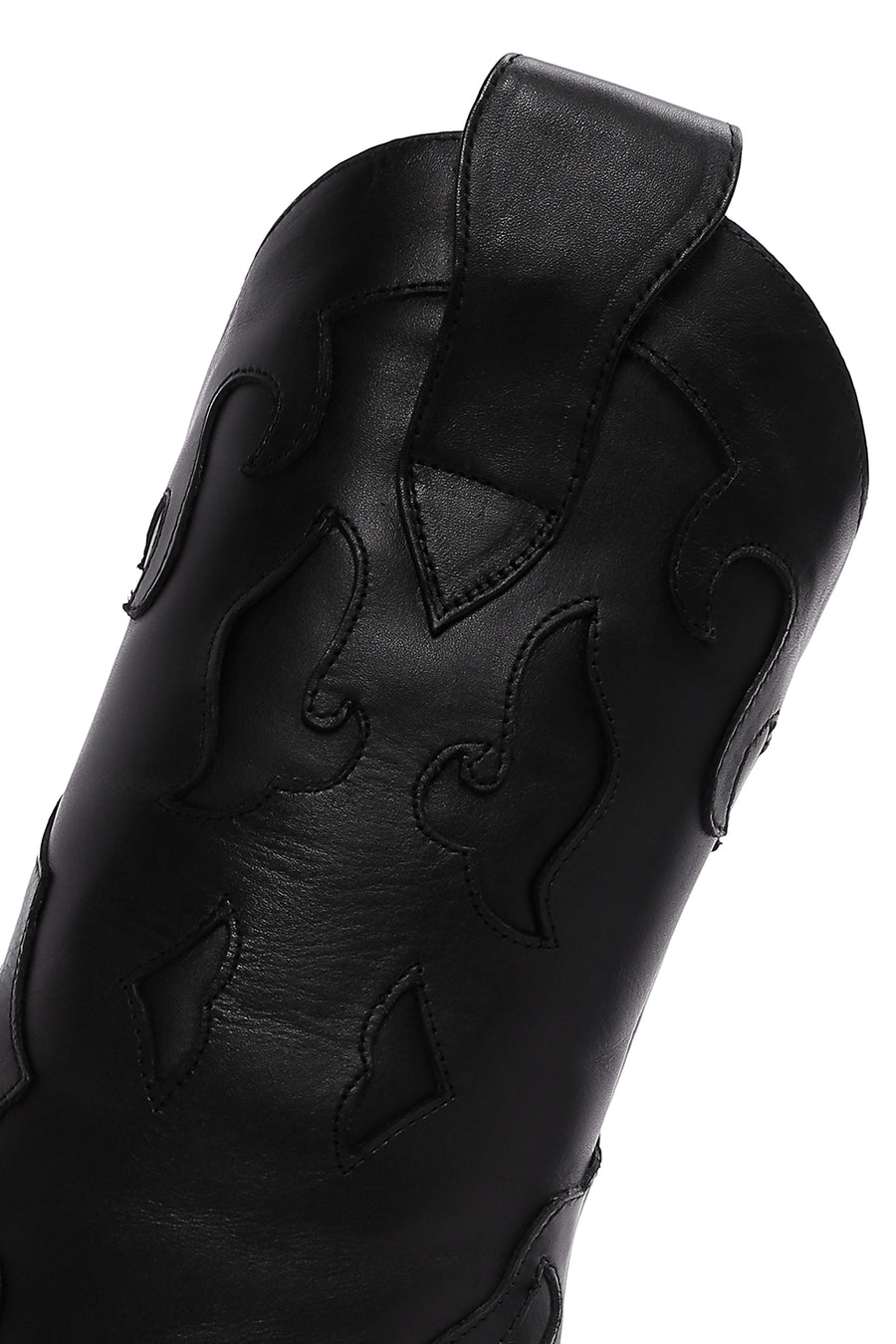 Women's Black Leather High Heeled Cowboy Boots