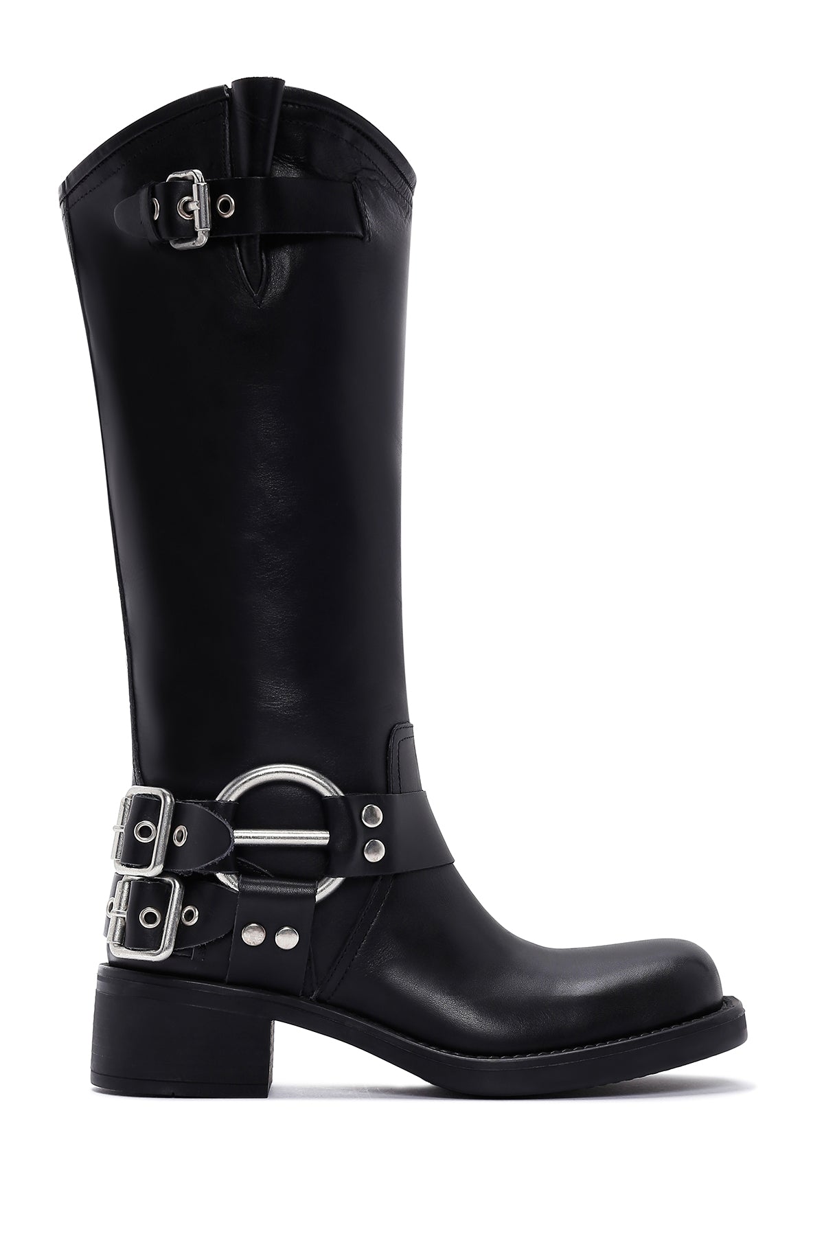 Women's Black Leather Buckle Boots 23WFD121218 | Derimod
