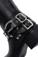 Women's Black Leather Buckle Boots | Derimod