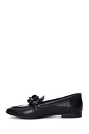 Women's Black Leather Buckle Loafer | Derimod