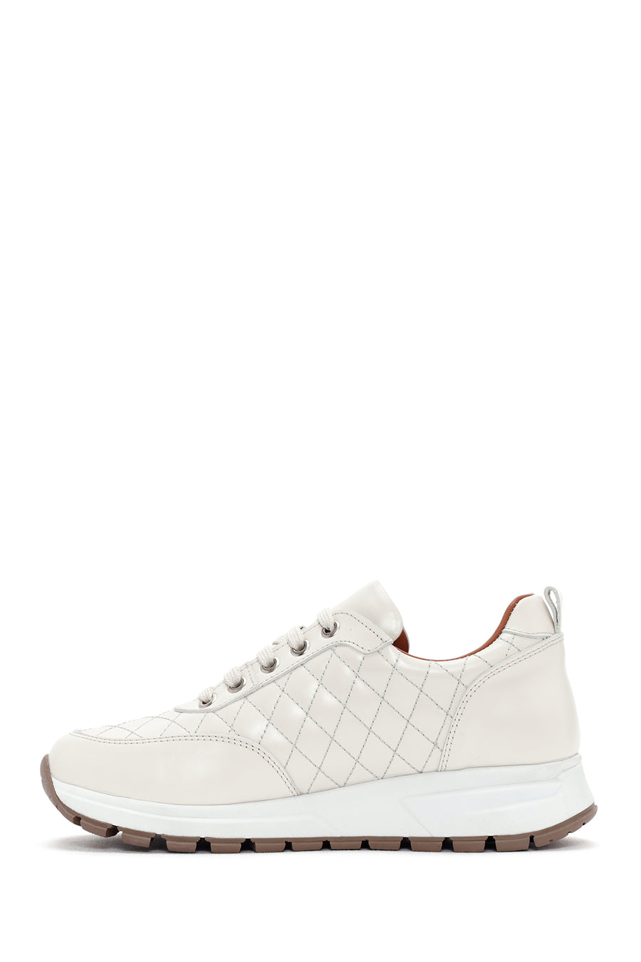 Kadın Bej Deri Kapitone Sneaker