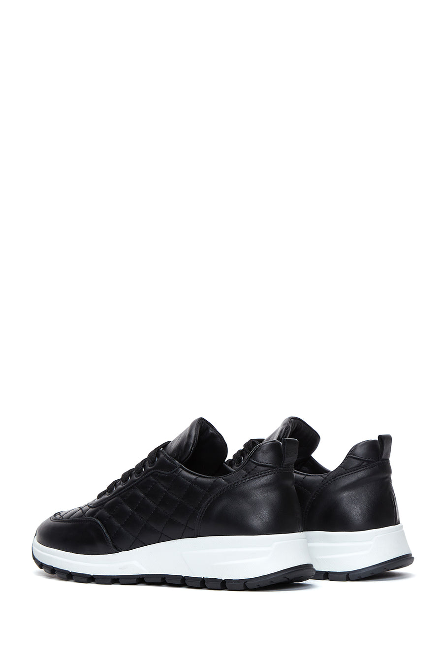 Kadın Siyah Deri Kapitone Sneaker