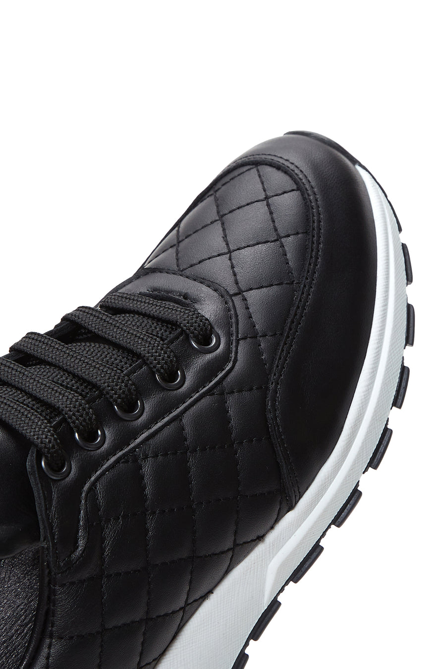 Kadın Siyah Deri Kapitone Sneaker