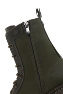 Women's Khaki Thick Soled Zippered Leather Boots | Derimod