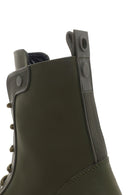 Women's Khaki Thick Soled Zippered Leather Boots | Derimod