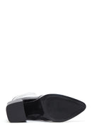 Women's Black Patent Leather Zippered Heeled Classic Boots | Derimod