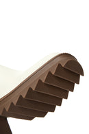 Women's Ecru Leather Zippered Heeled Boots | Derimod