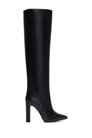 Kadın Siyah Deri Topuklu Çizme | Derimod