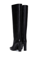 Kadın Siyah Deri Topuklu Çizme | Derimod