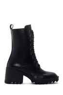 Women's Black Heeled Zippered Classic Leather Boots | Derimod