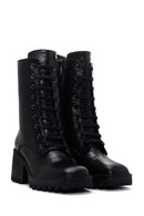 Women's Black Heeled Zippered Classic Leather Boots | Derimod