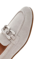 Women's Beige Buckle Suede Leather Casual Loafer | Derimod