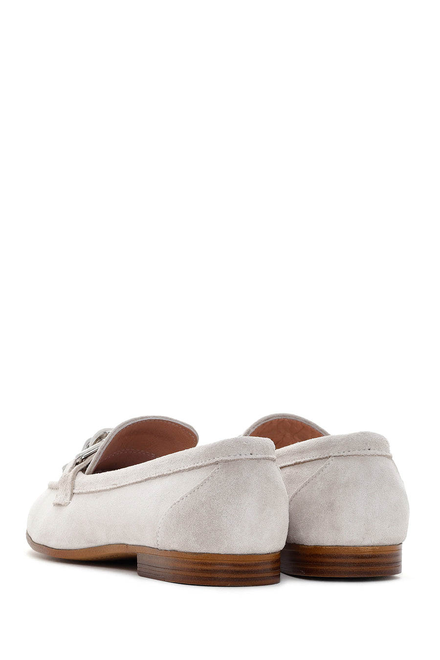 Kadın Bej Tokalı Süet Deri Casual Loafer