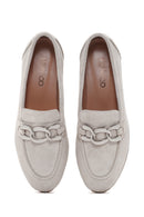 Women's Beige Buckle Suede Leather Casual Loafer | Derimod