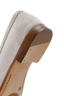 Women's Beige Buckle Suede Leather Casual Loafer | Derimod