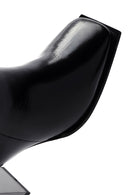 Women's Black Thick Heeled Zippered Patent Leather Boots | Derimod