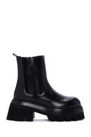 Women's Black Thick High-Sole Zipper Leather Boots | Derimod