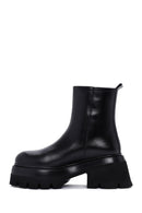 Women's Black Thick High-Sole Zipper Leather Boots | Derimod