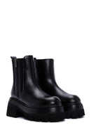 Women's Black Thick High-Sole Zipper Leather Boots | Derimod
