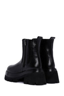 Women's Black Thick High-Sole Zipper Leather Boots | Derimod