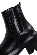 Women's Black Thick High-Sole Zipper Leather Boots | Derimod