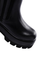 Women's Black Thick High-Sole Zipper Leather Boots | Derimod
