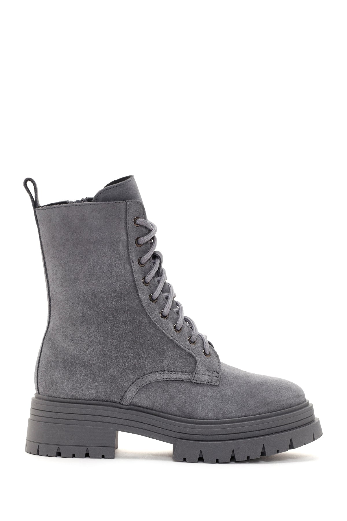 Women's Gray Thick Soled Suede Leather Boots 23WFD140810 | Derimod
