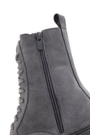 Women's Gray Thick Soled Suede Leather Boots | Derimod