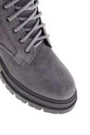 Women's Gray Thick Soled Suede Leather Boots | Derimod