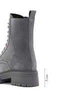 Women's Gray Thick Soled Suede Leather Boots | Derimod