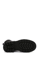 Women's Black Leather Zippered Boots | Derimod