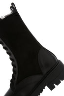 Women's Black Leather Zippered Boots | Derimod