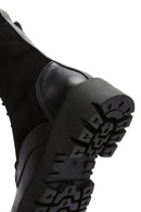 Women's Black Leather Zippered Boots | Derimod