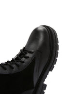 Women's Black Leather Zippered Boots | Derimod