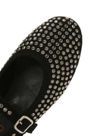 Women's Black Stone Leather Ballerinas | Derimod