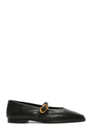 Women's Black Leather Ballerinas | Derimod