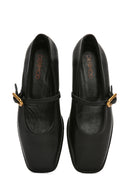 Women's Black Leather Ballerinas | Derimod