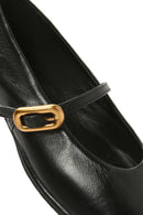 Women's Black Leather Ballerinas | Derimod