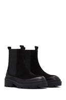 Women's Black Suede Leather Chelsea Boots | Derimod