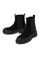 Women's Black Suede Leather Chelsea Boots | Derimod