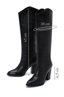 Women's Black Heeled Leather Boots | Derimod
