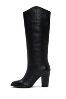 Women's Black Heeled Leather Boots | Derimod