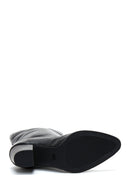 Women's Black Heeled Leather Boots | Derimod