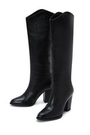 Women's Black Heeled Leather Boots | Derimod
