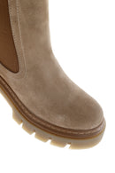 Women's Beige Thick Soled Casual Chelsea Suede Leather Boots | Derimod