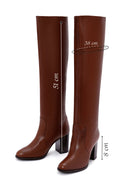 Women's Tan Leather Heeled Boots | Derimod